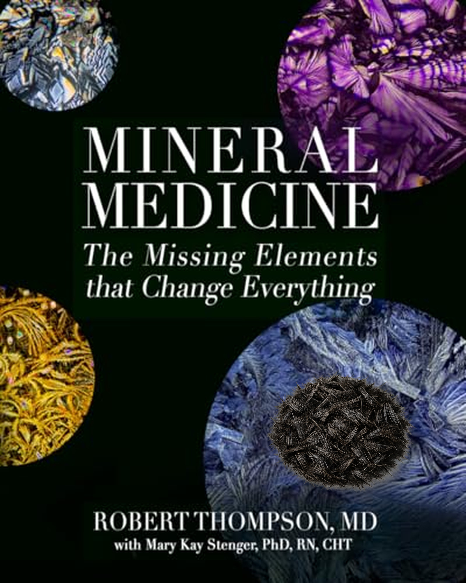 A small pile of first-growth hair clippings for HTMA, resting on the cover of the book Mineral Medicine: The Missing Elements That Change Everything.